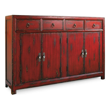 58" Red Asian Cabinet