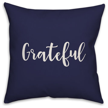 Grateful in Navy 18x18 Throw Pillow Cover