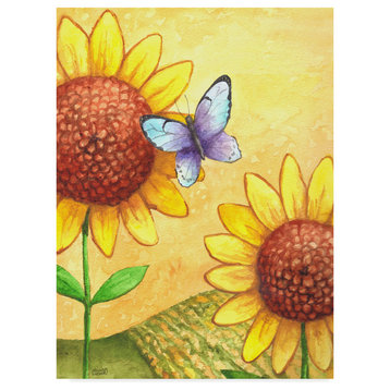 Melinda Hipsher 'Sunflower And Butterfly' Canvas Art, 32"x24"