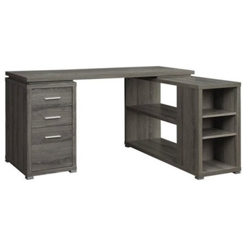 Pemberly Row Contemporary Wood L Shape Writing Desk in Weathered Gray/Silver
