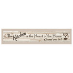 Trendy Decor4U - "Kitchen Is The Heart of The Home", Ready to Hang Framed Print, Sand Frame - Kitchen Is The Heart of The Home by the designers at Trendy D cor 4U, in a decorative 32 x 7 sand color frame. This popular horizontal framed art kitchen decor works great over doorways and windows. The surface of the print is textured with a fade resistant coating so no glass is necessary. Arrives ready to hang.