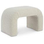 Meridian Furniture - Niagara Boucle Fabric Upholstered Bench, Cream, 28" Wide - Amp up your modern space while enjoying an additional seat where it's needed with this elegantly crafted Niagara boucle fabric bench. Soft, sumptuous cream boucle fabric covers this unusually shaped and eye-grabbing bench, giving a soft feel to the touch and adding to its comfort factor. This contemporary bench is perfect for positioning at the end of your bed for a look that wows, or use it in the entryway for a handy and convenient spot to sit while pulling on boots or taking off your shoes.