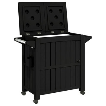 vidaXL Bar Cart Portable Kitchen Island Storage Table Black Polypropylene