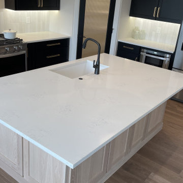 Black Paint and Light White Oak Kitchen Design