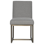 Zşn Home - Cooper Modern Bronze Metal Leg Upholstered Side Chair - Cooper Modern Bronze Metal Leg Upholstered Side Chair is sophisticated, clean and simple, bold and a bit daring. It honors its roots in minimalist Modernism but has been adapted for today’s life and activities, in action and rest. Sky Silver Lining Fabric upholstery are a striking counterpoint to the bronzed finished metal base.