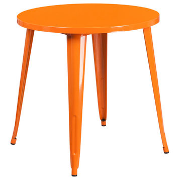 30" Round Metal Table, Orange