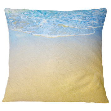 Smooth Sea Surf over Blue Waters Seashore Throw Pillow, 18"x18"