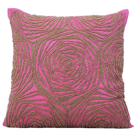 Pink Decorative Pillow Shams 24"x24" Silk, Pink Orchid