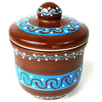 Sugar Bowl, Chocolate Mexican Pottery