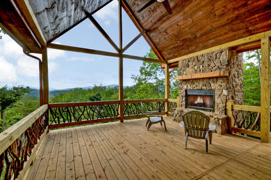 Large mountain style three-story exterior home photo in Atlanta