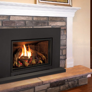 E30 Gas Fireplace - HD Log Set, Brick Liner, and Modern Surround