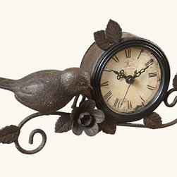 Meadowlark Bird Bureau Clock - Desk And Mantel Clocks