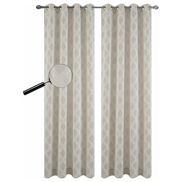 54"x63" Austin Sheer Curtain Panels With Grommets, Sand, Set of 2
