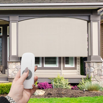 Motorized Outdoor Sun Shades (PVC - PVC Coated Polyester Fabric)