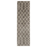 Nourison - Nourison Geometric Shag 2'2" x 7'6" Silver Shag Indoor Area Rug - With hand-drawn linear tribal patterns interlacing across a thick, silver grey shag pile, this Geometric Shag Collection rug brings you all the comfort and exotic flavor of an authentic Moroccan shag rug. With plush easy-care fibers, this rug will bring an affordable touch of warmth and texture to a hallway, entryway, or any other place in your home, blending with a range of interior decor styles.