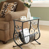 Accent Table, Satin Black Metal With Tempered Glass