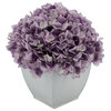 Artificial Hydrangea in Cream Tapered Zinc Cube, Lavender