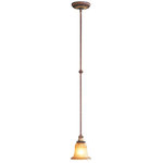 Livex Lighting - Villa Verona Mini Pendant, Verona Bronze With Aged Gold Leaf Accents - The Villa Verona collection of interior lighting features handsomely styled ironwork complete with scrolling details. This mini pendant features a verona bronze finish with aged gold leaf accents and rustic art glass. Display casual, traditional style with this beautiful mini pendant.