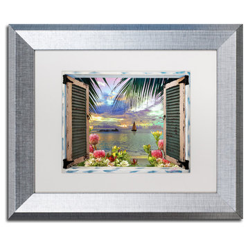 Leo Kelly 'Window to Paradise III' Art, Silver Frame, White Mat, 14x11