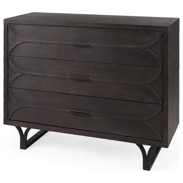 Giselle Dark Brown Wood With Black Iron Frame Accent Cabinet