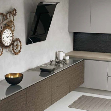 Arrital AK_03 Modern Kitchen Berlin Oak Veneer + Grigio Fino Sand Lacquer