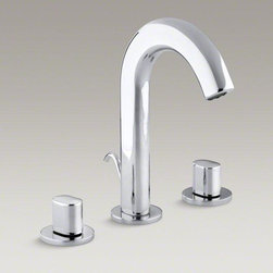 KOHLER Polished Chrome Oblo&reg; Widespread Bathroom Sink Faucet With Oval Handles - Bathroom Sink Faucets