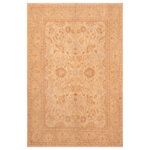 Bareens Designer Rugs - Bohemian Chic Ziegler Annamae Beige Tan Wool Rug - 6'6'' x 8'0'' - A Persian influenced Turkish hand knotted rug made by skilled artisans capable of creating the most exceptional vegetable dyes and hand-spun New Zealand wool. This gorgeous one of a kind Peshawar Kafkaz handmade rugs is also known as a Chobi Ziegler Rug. This gorgeous rug is extremely versatile and is famous for its pleasing color palette and informal design that works in a myriad of interiors. It has been expertly hand-tied, finished, sun-dried, and can contain up to 1.5 million knots. It takes 4 skilled artisans to hand knot this rug nine to twelve months to complete this piece of art. The invigorating colors and patterns in this rug will give your home an elegant and fresh appearance. While drawing upon the coloring and patterns of antique rugs, contemporary Peshawar pieces incorporate modern design motifs and feature vibrant color tones. Give your room a luxurious look and feel with this beautiful rug with gorgeous color pallet. The intricate design allows this oriental rug to create a royal ambience in any d�cor. Hand knotted construction and natural fibers gives this rug soft feel under your feet.