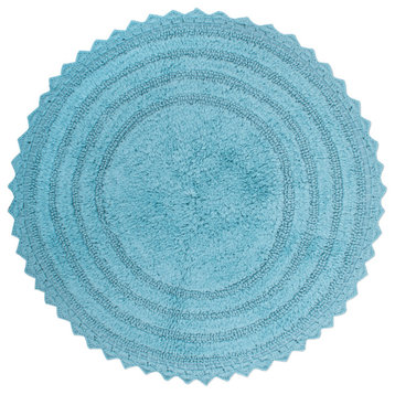 Cameo Blue Round Crochet Bath Mat