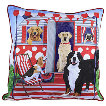 Home Decor Dog Caravan Pillow Polyester Camper Vacation C86144215