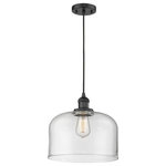 Innovations Lighting - Large Bell 1-Light LED Pendant, Matte Black, Glass: Clear - One of our largest and original collections, the Franklin Restoration is made up of a vast selection of heavy metal finishes and a large array of metal and glass shades that bring a touch of industrial into your home.