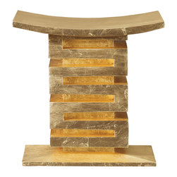 Thassos Stool in Burnished Gold Leaf- Baker Furniture - Side Tables And End Tables