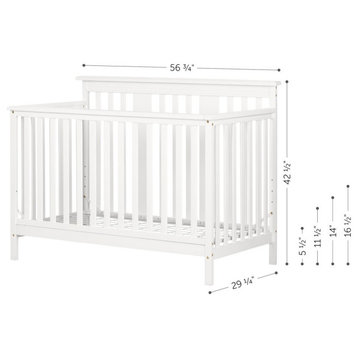 Cotton Candy Baby Crib 4 Heights with Toddler Rail, Pure White