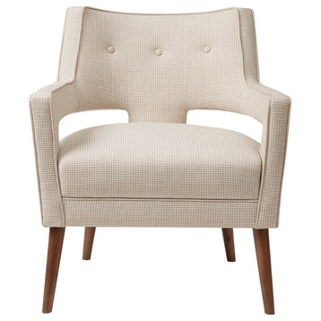 Madison Park Palmer Open Arm Chic Arm Chair, Cream