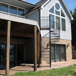 s012 Spiral Staircase with custom landing from Deck to patio in Smith Mountain L - Products