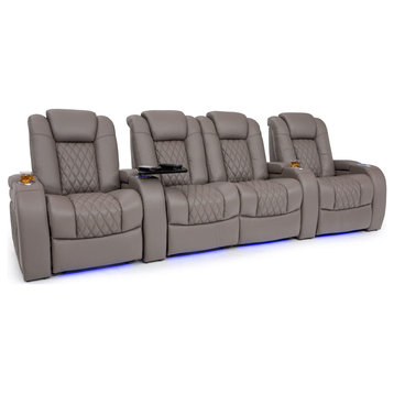 Seatcraft Diamante Home Theater Seating, Light Gray, Row of 4 With Loveseat