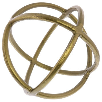 Minimalist Cast Metal Interlocking Sphere Sculpture | Gold Ring Geometric Shape