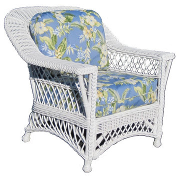 Bar Harbor Arm Chair, White, Baja-Lemon Fabric