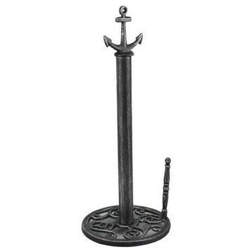 Cast Iron Anchor Paper Towel Holder, Antique Silver, 16"