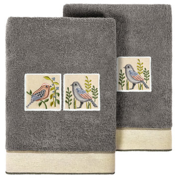 Linum Home Textiles 100% Turkish Cotton BELINDA 2PC Embellished Hand Towel Set
