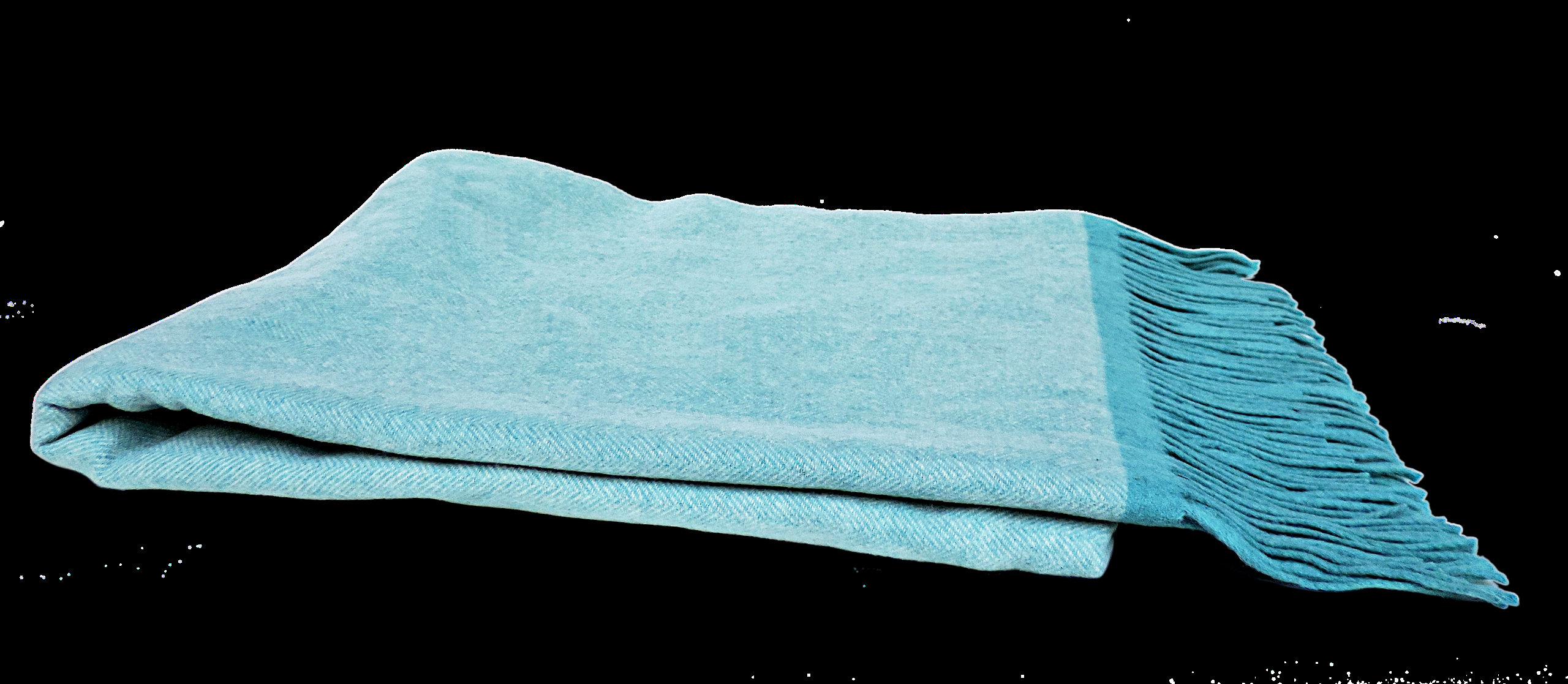 Wool Herringbone Throw Turquoise Blue Fringe Luxury