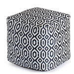 Anji Mountain - Zuma Blue 18" x 18" x 18" Blue and Ivory Pouf - Bring casual, functional seating to either your indoor or outdoor space with this comfortable, versatile pouf. Upholstered in beautifully crafted and durable jacquard-woven polyester that avoid mildew and moisture retention, this pouf transforms a nice space into something better by providing a pop of style and sprinkle of texture. In addition to the handmade high quality, these pieces are filled in the U.S.A with premium, expanded polypropylene beads that provide tremendous durability and a consistent, and soft yet firm seat, perfect for an ottoman or extra seating at any time.