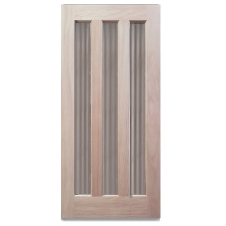 Entry Door Contemporary 3-lite Unf Mahogany Slab