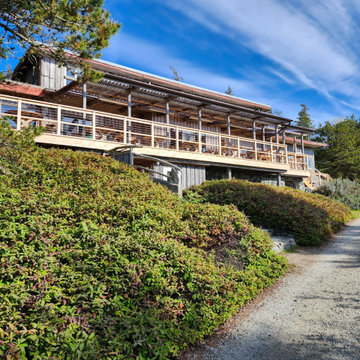 Black metal post cable railing project in Vancouver Island, British Columbia