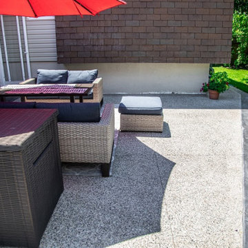 Backyard Patio and Front Porch Steps with Exposed Aggregate Concrete