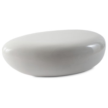 River Stone Cocktail Table Gel Coat, White, Small