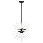 Livex Lighting - Uptown 8 Light Black Pendant Chandelier - The Uptown eight light pendant chandelier will become an attention-grabbing feature in your modern home decor. The black finish graces the design with elegance and charm, providing a traditional quality to the appearance. The acid etched rods gives the pendant chandelier a sleek and attractive style.