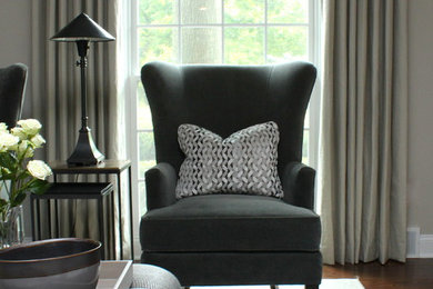 Inspiration for a transitional family room remodel in Detroit