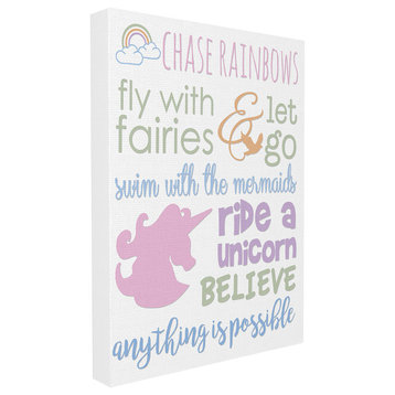 Stupell Industries Chase Rainbows Believe Typography, 24 x 30