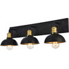 Anders Collection Wall Sconce, 27"x8.3", 3-Light, Black and Brass Finish