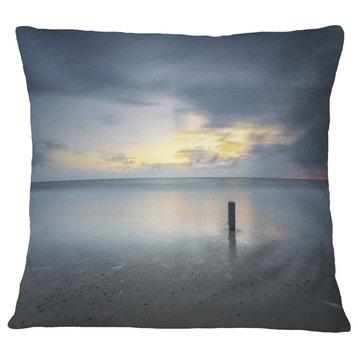 Stormy and Dark Sea Sunset Seascape Throw Pillow, 16"x16"
